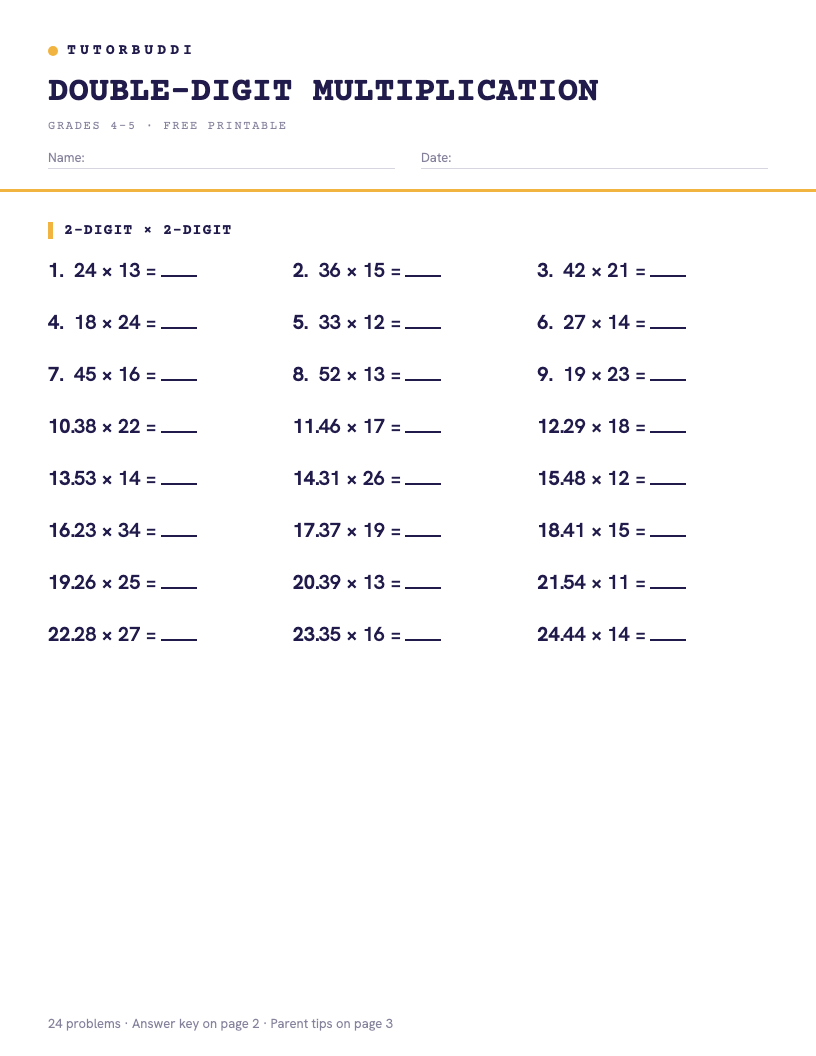 Preview of Double-Digit Multiplication Practice